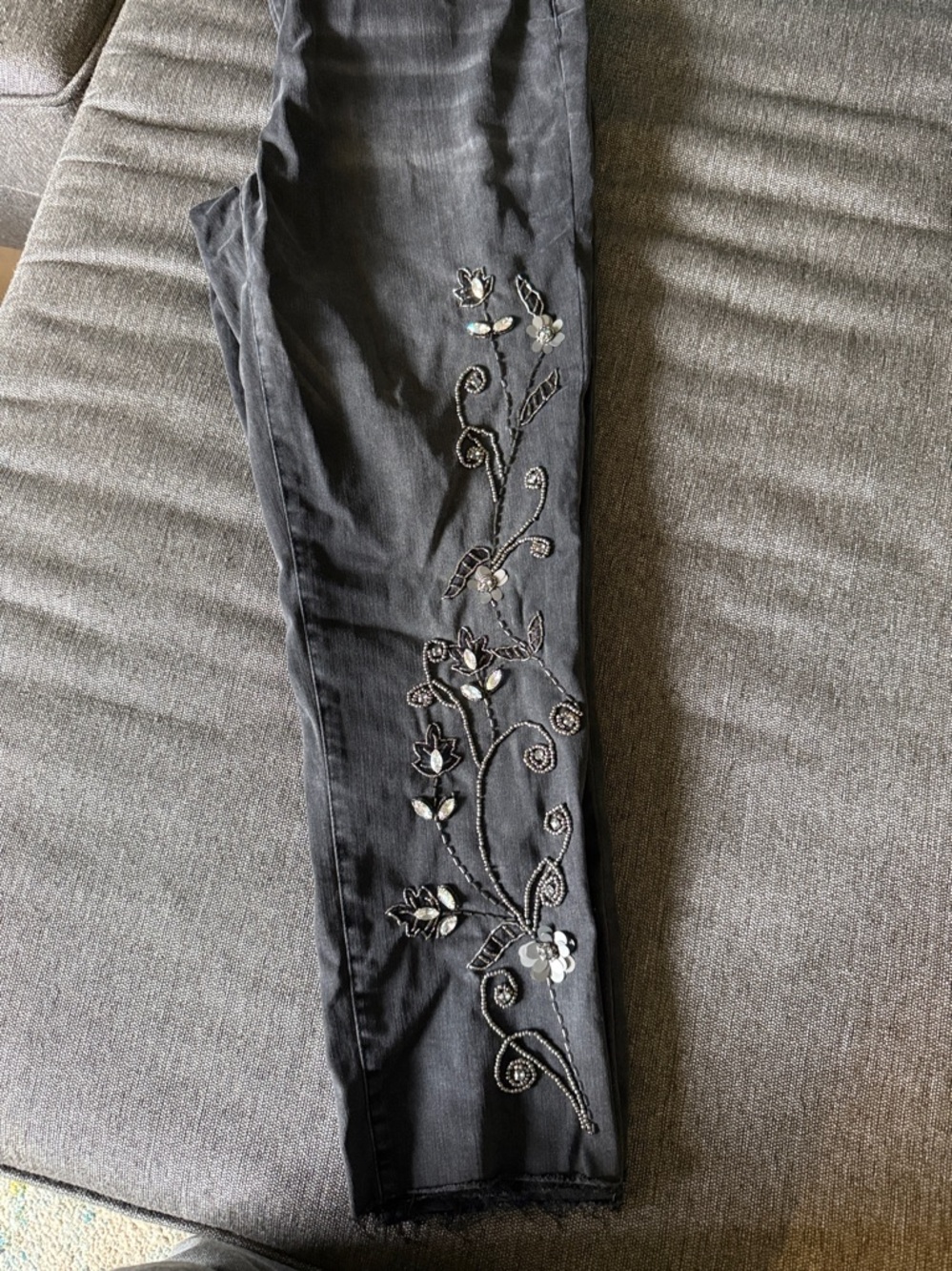Chico's Black Embroidered Cropped Jeans - Picture 6 of 7
